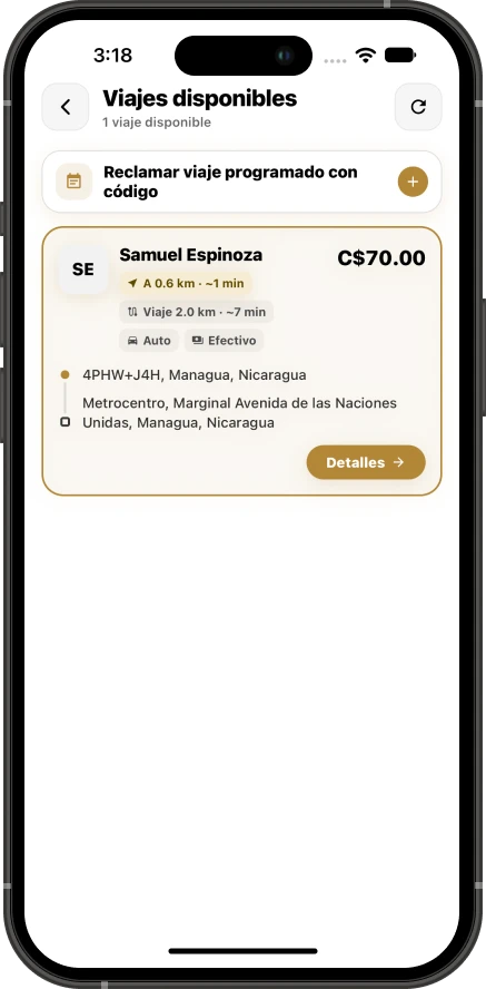 Conductor — viajes disponibles