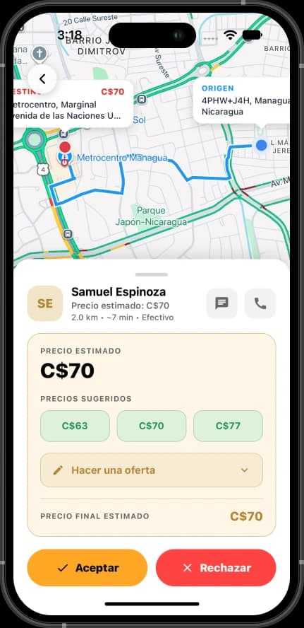 Conductor — negociar precio